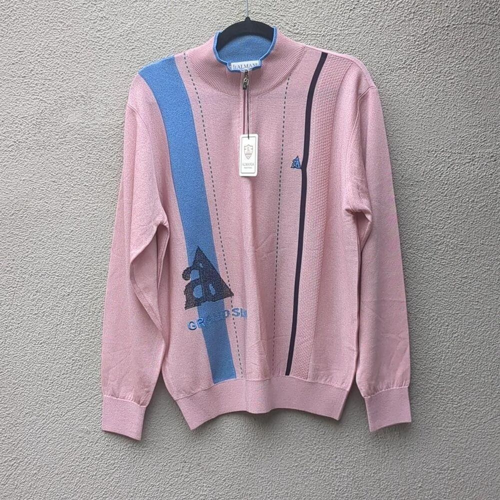 Almania Traditional XL Tennis Sweater Women's Pink and Blue Jumper Vintage NWT